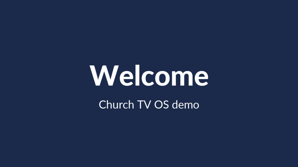 A welcome message on a lobby TV screen